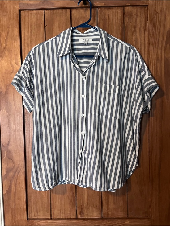 Madewell Tops - Madewell Blue and White Vertical Stripe Button-Down Shirt